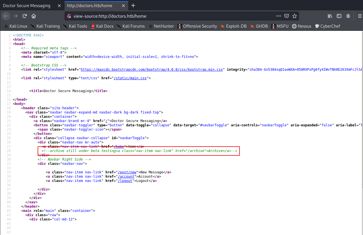 Website source code screenshot