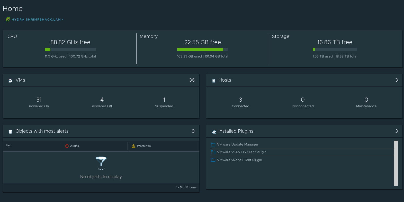 vCSA home page